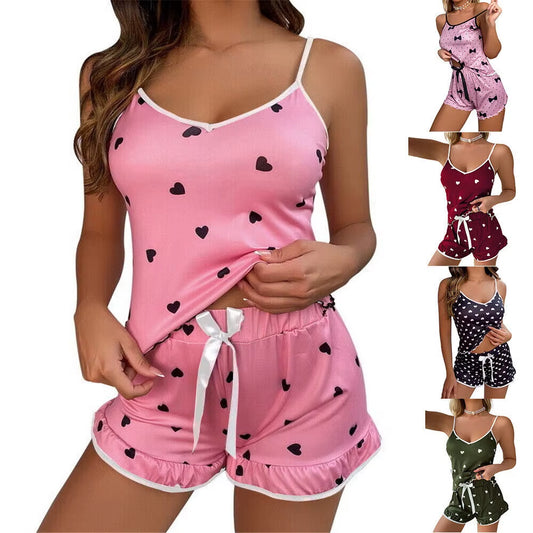 Womens Ladies Lace Cami Vest Shorts Lingerie Pyjamas Sets Pj Sleepwear Underwear Korean Version Soft Comfortable Nightwear