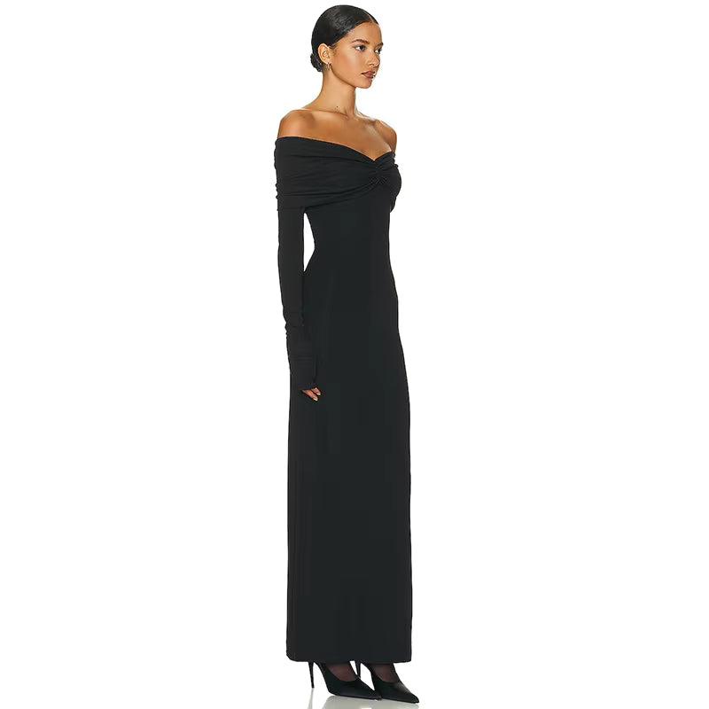 Chic Pleated Off-Shoulder Party Dress