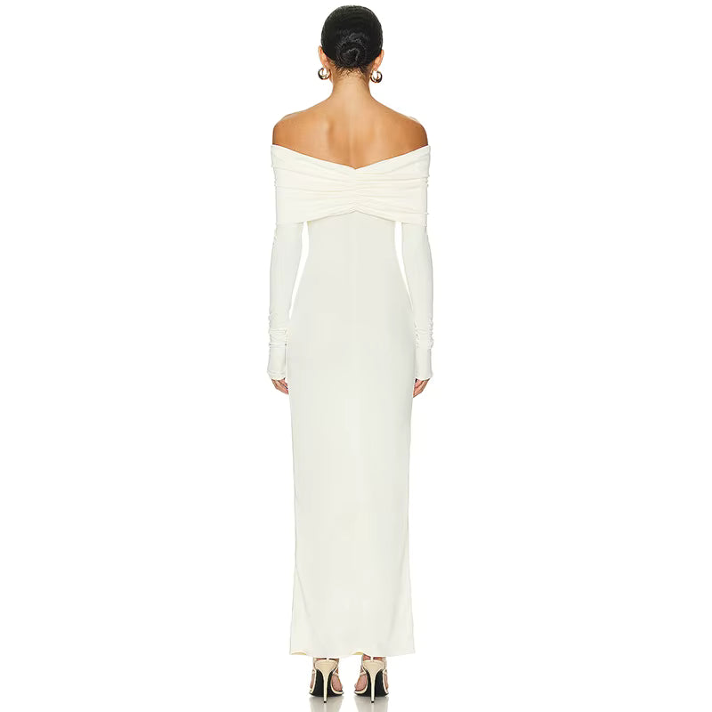 Chic Pleated Off-Shoulder Party Dress