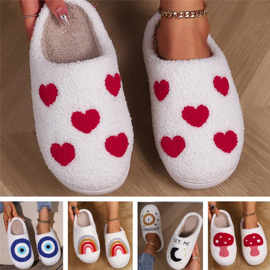 Evil Eyes Slippers for Women Strawberry Heart Slippers Memory Foam Slippers Slip on House Shoes Comfortable Bedroom Slidessoft Plush House Slippers Winter Indoor Outdoor Slipper