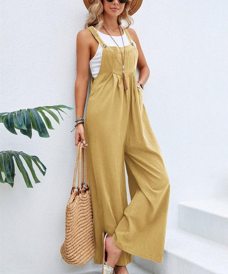Women'S Elegant Army Green Cotton Suspender Trousers Mid-Waist Soft Fabric Pockets Medium Fit Asian Sizes S-XXL Retro Style Comfortable Womenwear Casual Womenswear Overalls Suits Basic Minimalist Basic