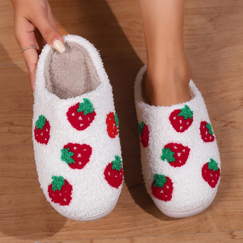 Evil Eyes Slippers for Women Strawberry Heart Slippers Memory Foam Slippers Slip on House Shoes Comfortable Bedroom Slidessoft Plush House Slippers Winter Indoor Outdoor Slipper