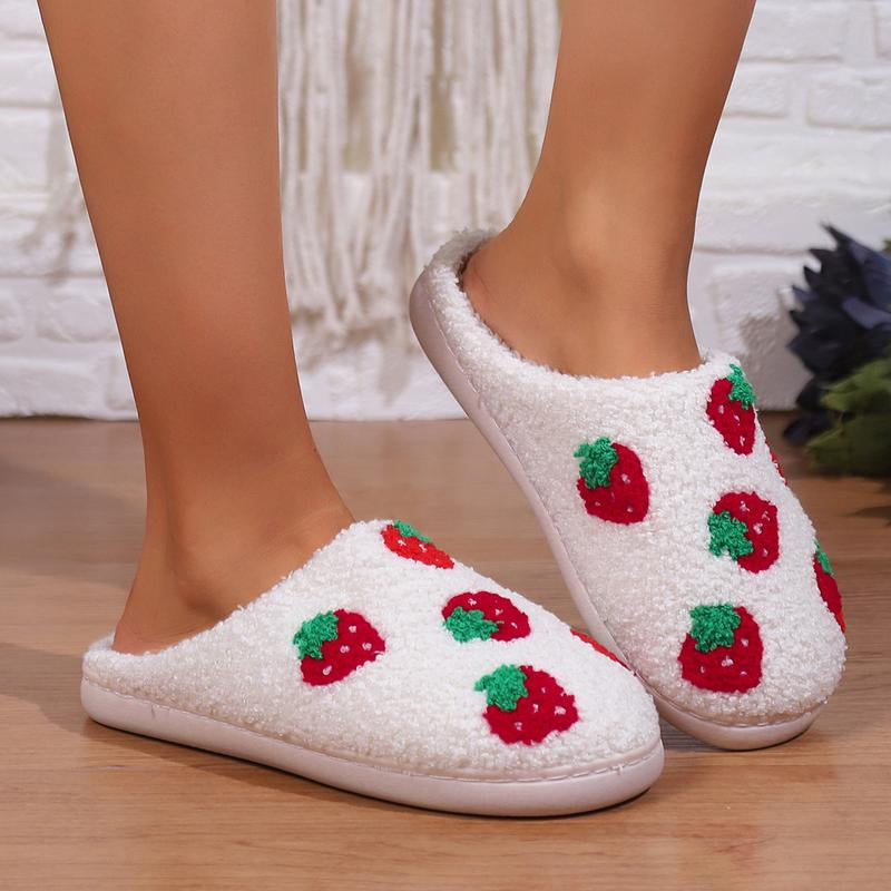 Evil Eyes Slippers for Women Strawberry Heart Slippers Memory Foam Slippers Slip on House Shoes Comfortable Bedroom Slidessoft Plush House Slippers Winter Indoor Outdoor Slipper