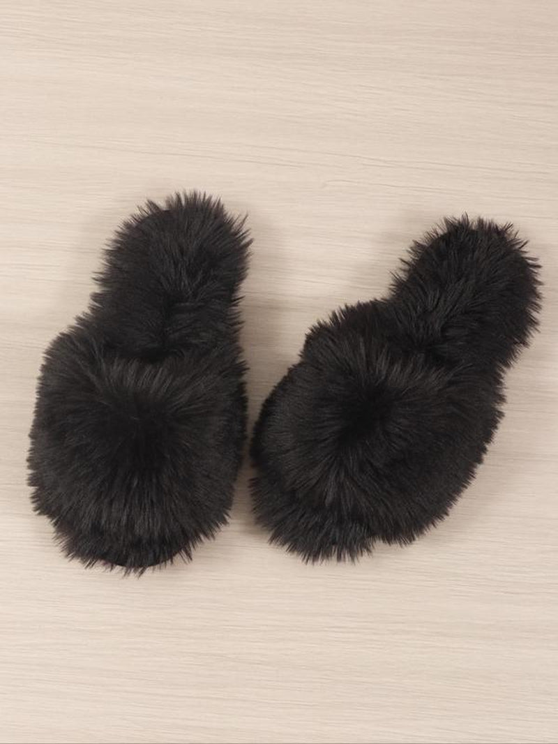 Women'S Solid Fluffy Slippers, Soft Plush Bedroom Slippers for Women & Girls, Casual Comfortable Silent Anti-Slip Home Slippers, Fluffy House Shoes