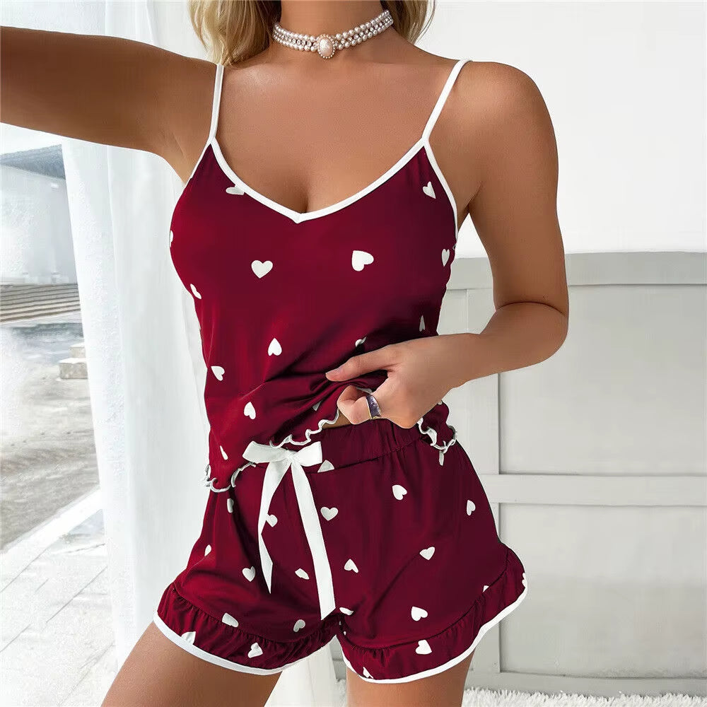 Womens Ladies Lace Cami Vest Shorts Lingerie Pyjamas Sets Pj Sleepwear Underwear Korean Version Soft Comfortable Nightwear
