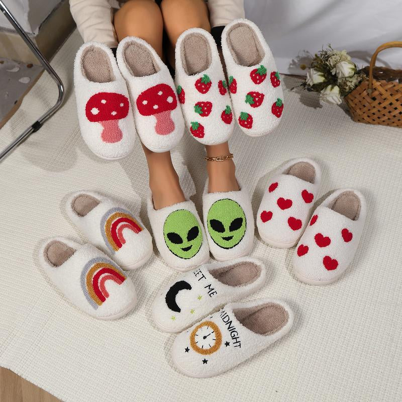 Evil Eyes Slippers for Women Strawberry Heart Slippers Memory Foam Slippers Slip on House Shoes Comfortable Bedroom Slidessoft Plush House Slippers Winter Indoor Outdoor Slipper