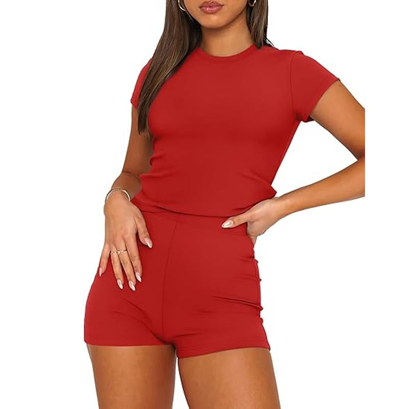 OFEEFAN Womens Two Piece Lounge Sets Casual Summer Outfits 2 Piece Short Matching Clothing Set