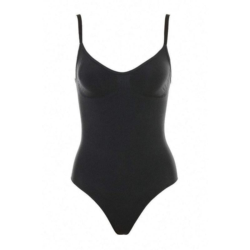 Slims Black Seamless Bodysuit Brief Womens Tummy Control Compression Comfort Fabric