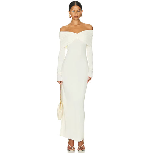 Chic Pleated Off-Shoulder Party Dress