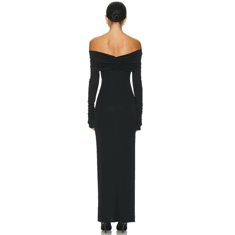 Chic Pleated Off-Shoulder Party Dress