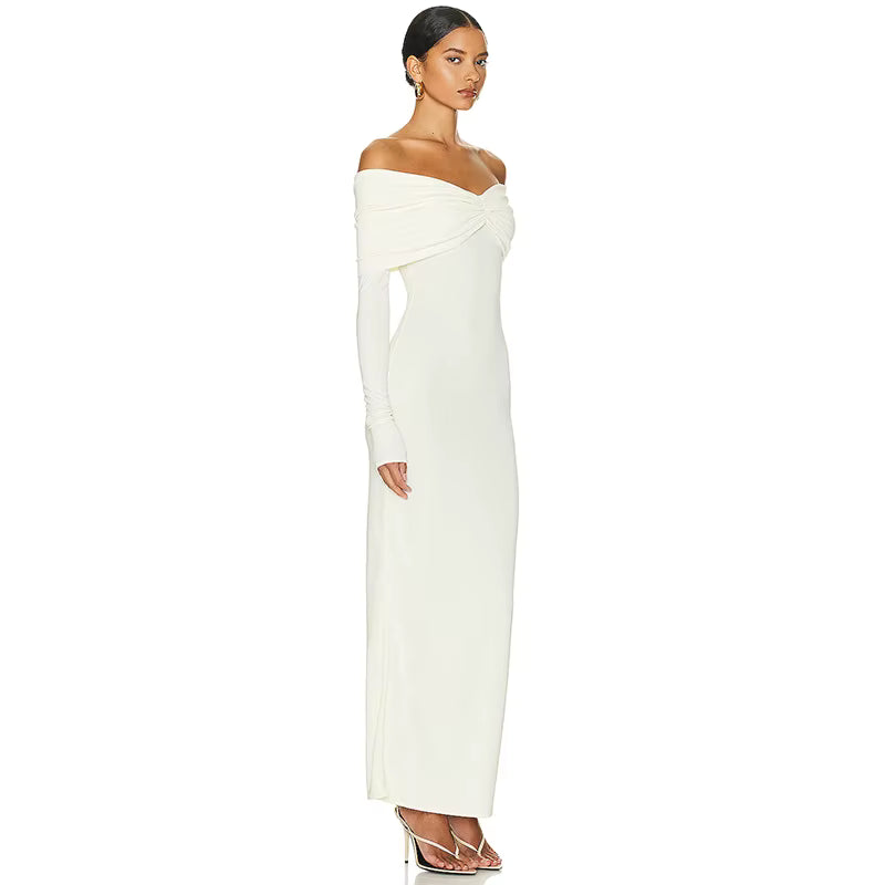 Chic Pleated Off-Shoulder Party Dress