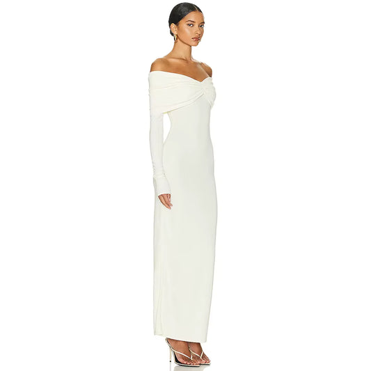 Chic Pleated Off-Shoulder Party Dress
