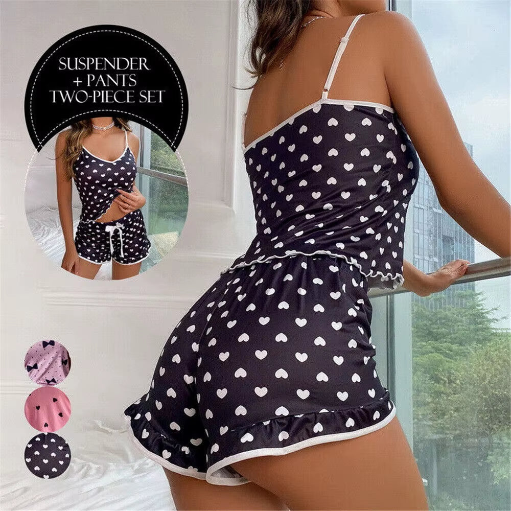 Womens Ladies Lace Cami Vest Shorts Lingerie Pyjamas Sets Pj Sleepwear Underwear Korean Version Soft Comfortable Nightwear